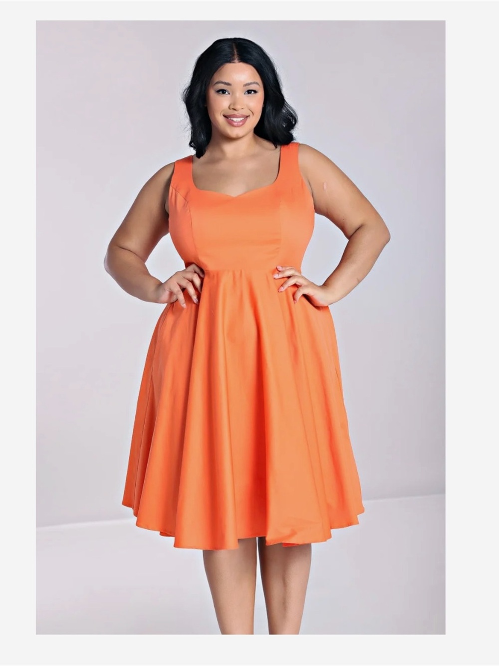 Hell Bunny Heidi Pinup swing dress cotton-blend Fit & Flare Orange